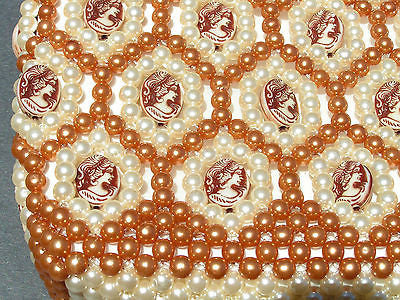 White Golden Brown Handmade Purse