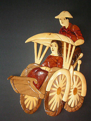 Wooden Art Sign Wall Plaque Driving Tricycle
